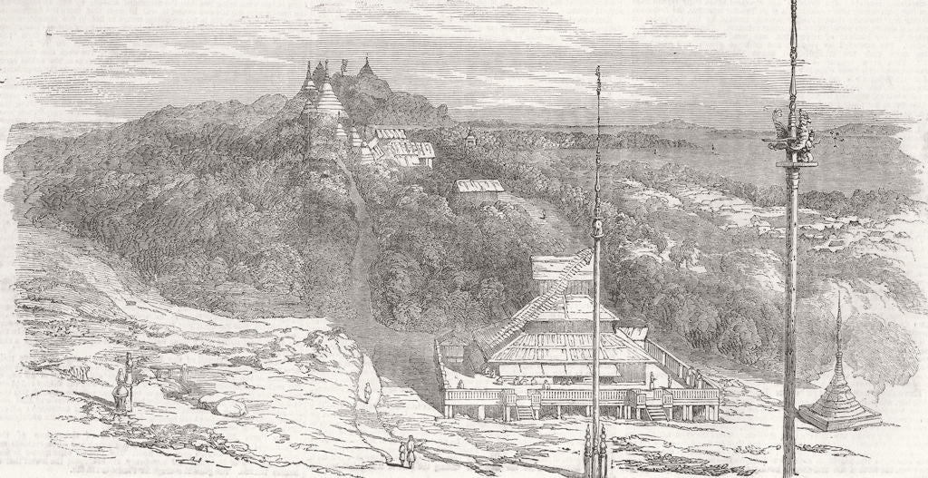 BURMA. Burmese School-Mottama River 1852 old antique vintage print picture